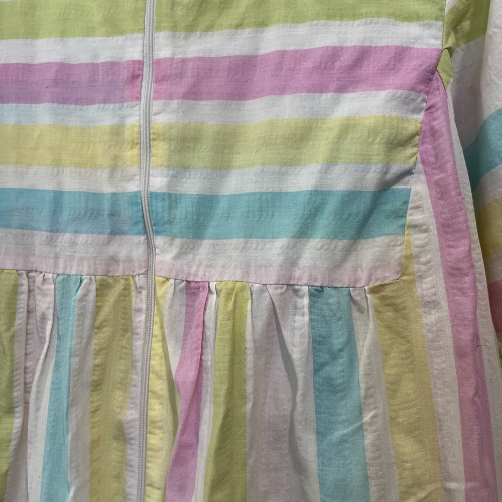 Vintage Styled by Saybury Pastel Multicolor Striped Midi Dress House Dress - Picture 10 of 11